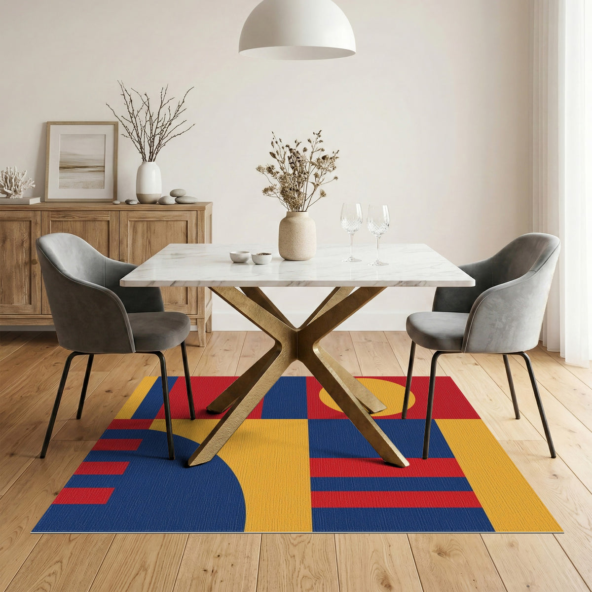 Bold Geometric Multi-Color Area Rug