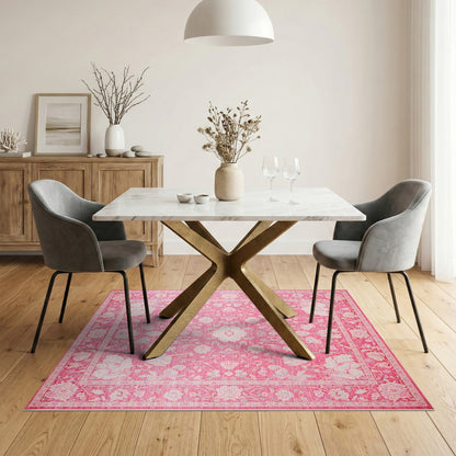 Pink Floral Vintage Area Rug