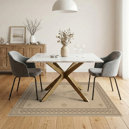 Beige Neutral Persian Floral Border Area Rug