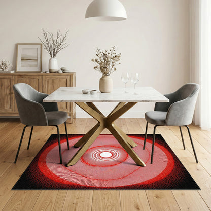Red Vortex Geometric Area Rug