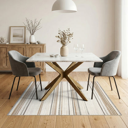 Brown and Tan Brown Tan Striped Heritage Tribal Area Rug