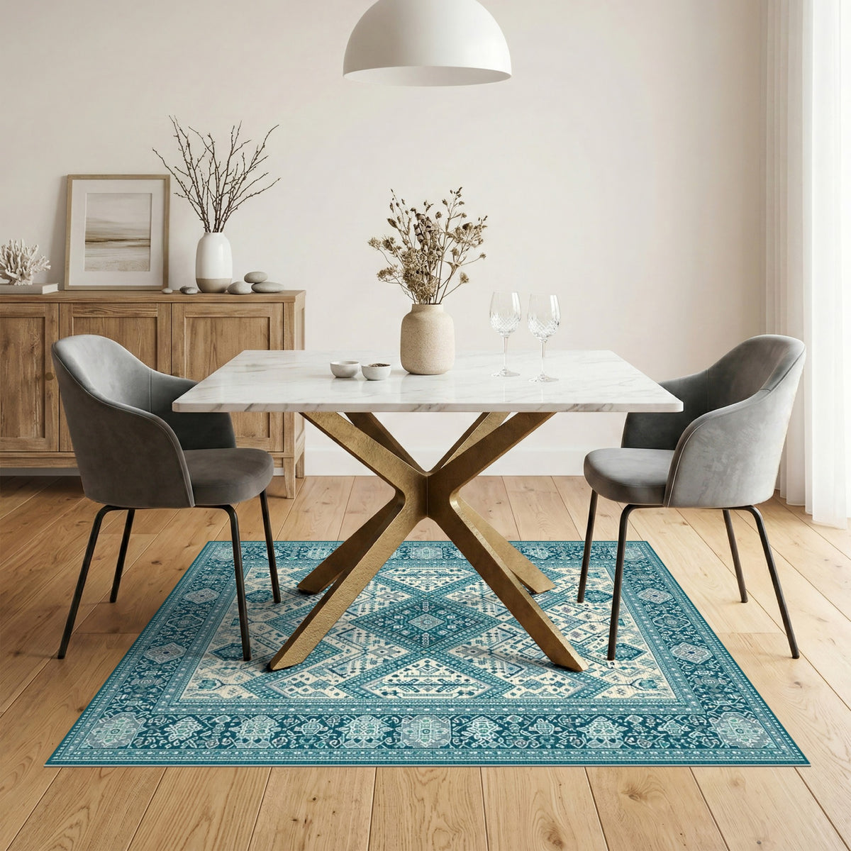 Blue Teal Heritage Tribal No. 10 Area Rug