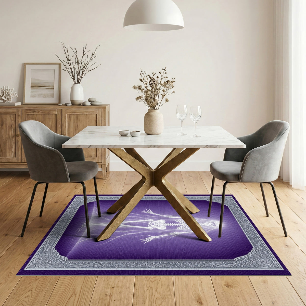 Ethereal Skeleton Veil Purple Area Rug