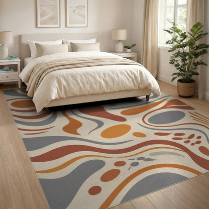 Brown and Tan Earthy Abstract Swirl Area Rug