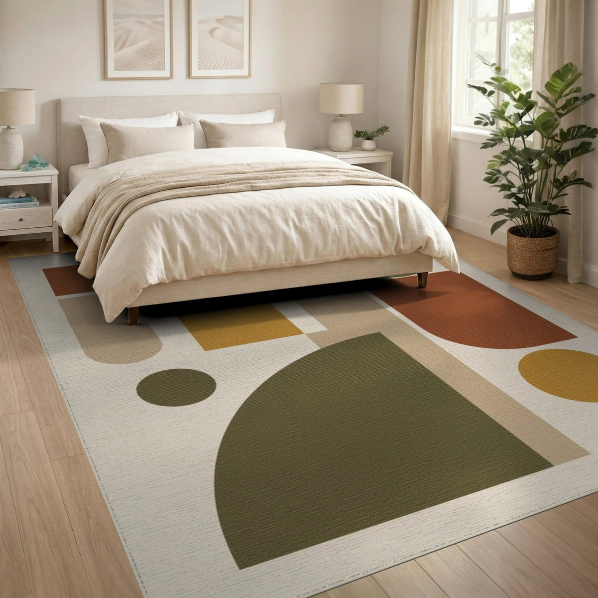 Geometric Brown Tan Brown and Tan Area Rug
