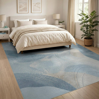Blue and Teal Blue Teal Abstract Flow Area Rug