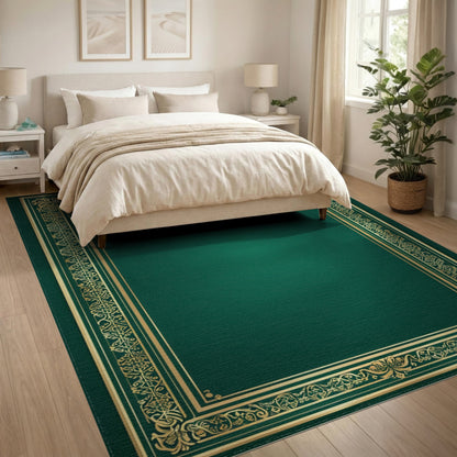 Traditional Persian Emerald Green Gold Ornate Persian Area Rug