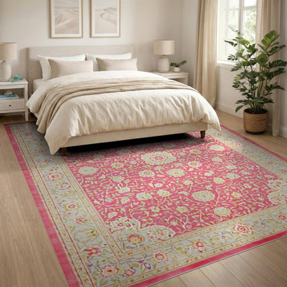 ODIKA Blush Pink Floral Medallion Rug