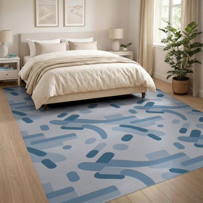 Blue Geometric Modern Area Rug