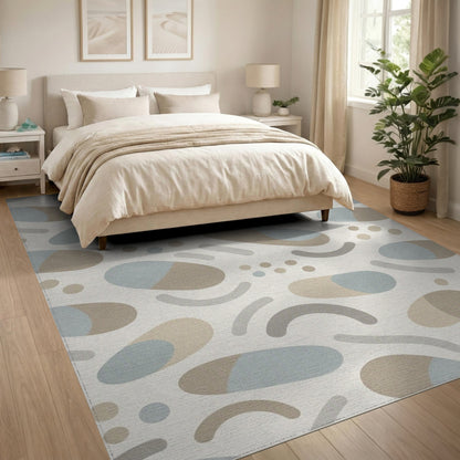 Beige and Neutral Abstract Neutral Area Rug