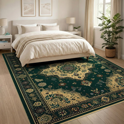 Medallion Traditional Persian Emerald Green Persian Medallion Area Rug