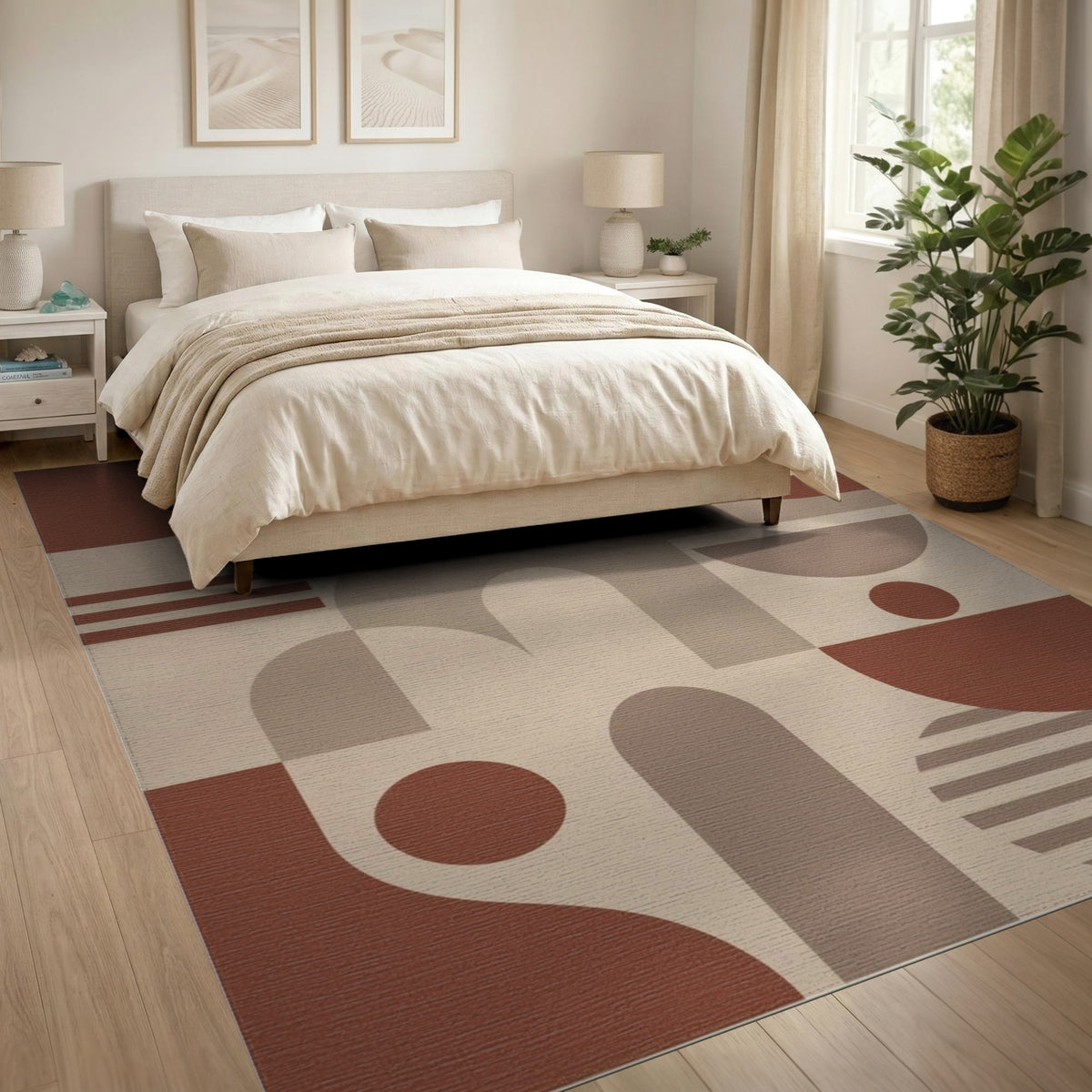 Geometric Brown Arch Area Rug