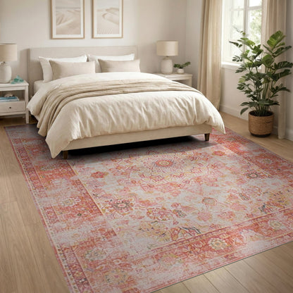 Red Floral Medallion Vintage Red Area Rug