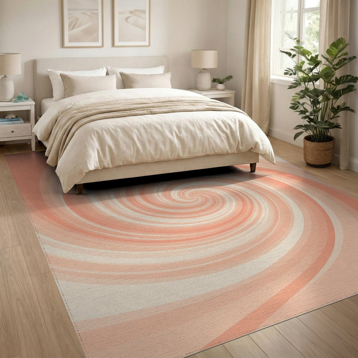 Orange Swirl Spiral Area Rug