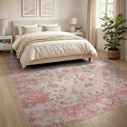 Blush Pink Floral Vintage No. 40 Area Rug