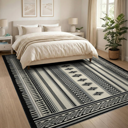 Black White Heritage Tribal No. 61 Area Rug
