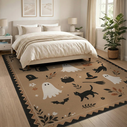 Halloween Ghosts and Cats Washable Area Rug