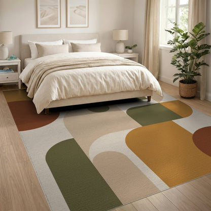 Modern Geometric Brown Tan No. 3 Area Rug