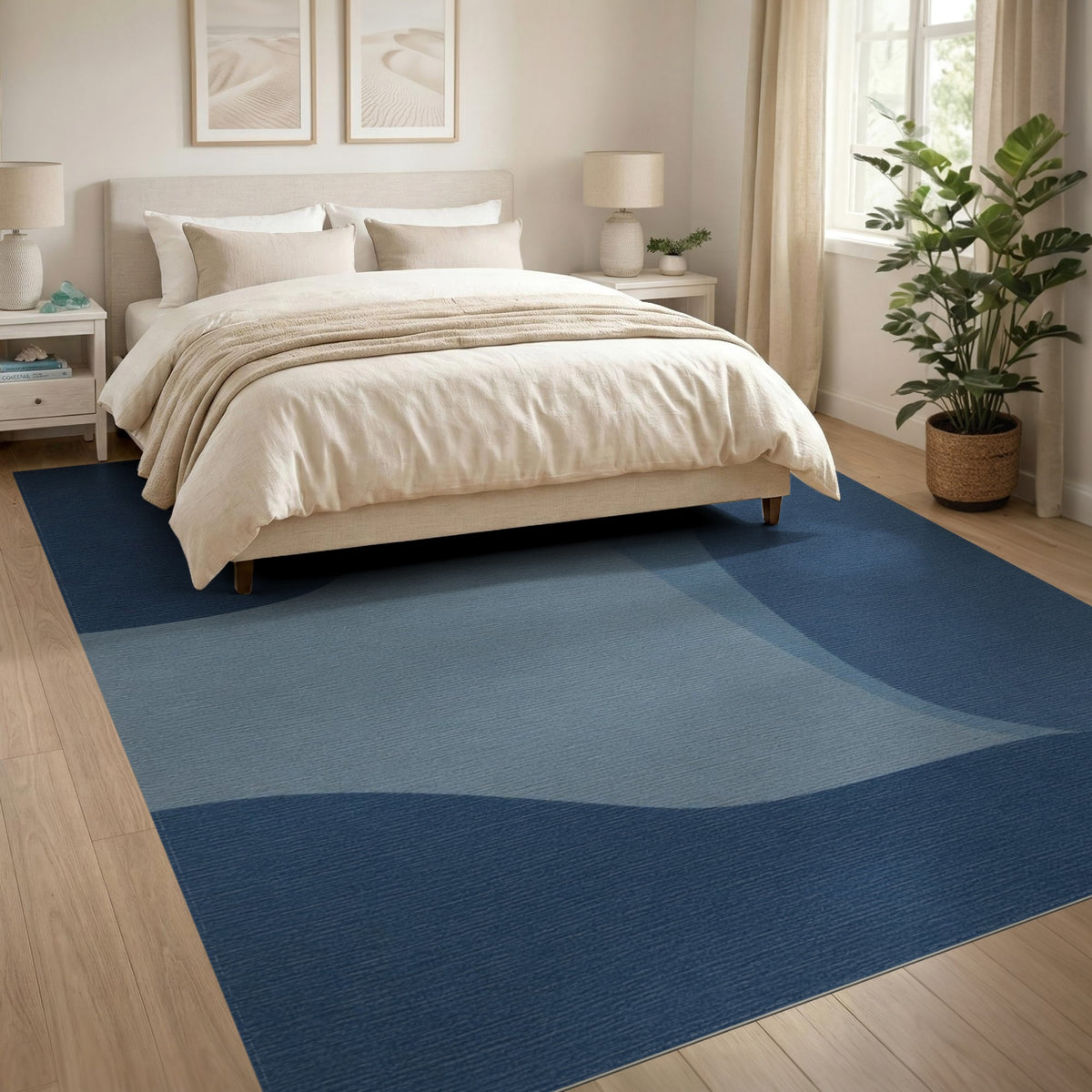 Flowing Blue Abstract Area Rug