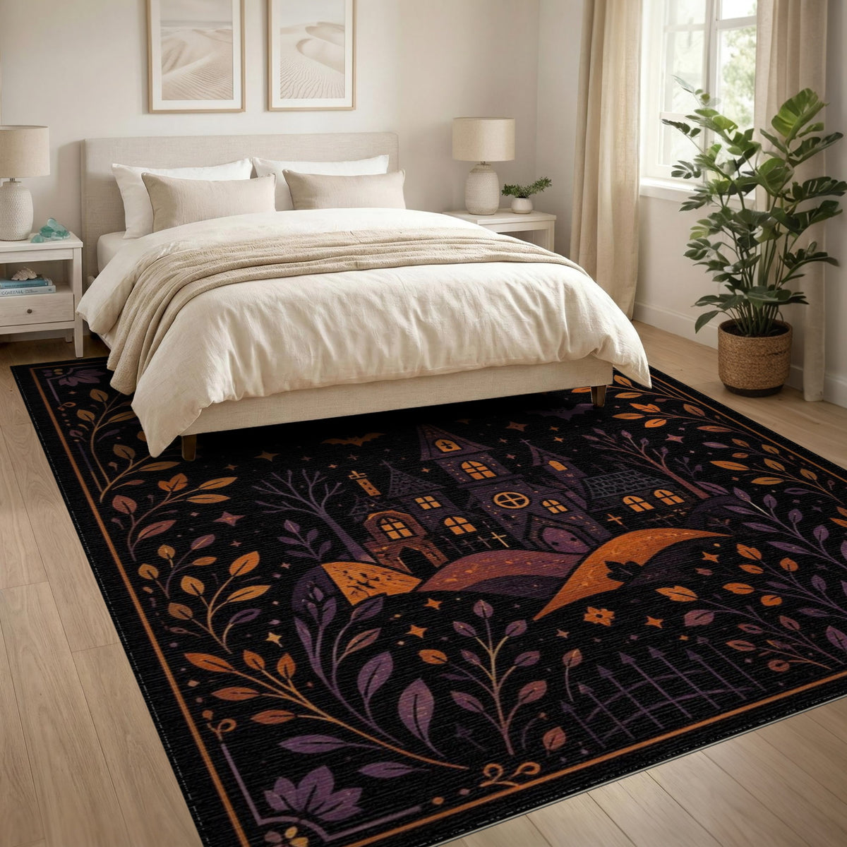 Midnight Haunted House Area Rug