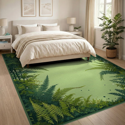 Lush Fern Forest Green Washable Area Rug
