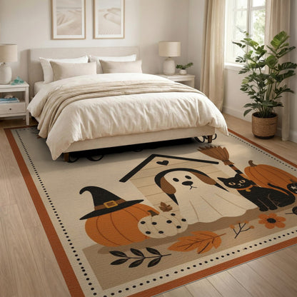Halloween Welcome Dog and Cat Area Rug