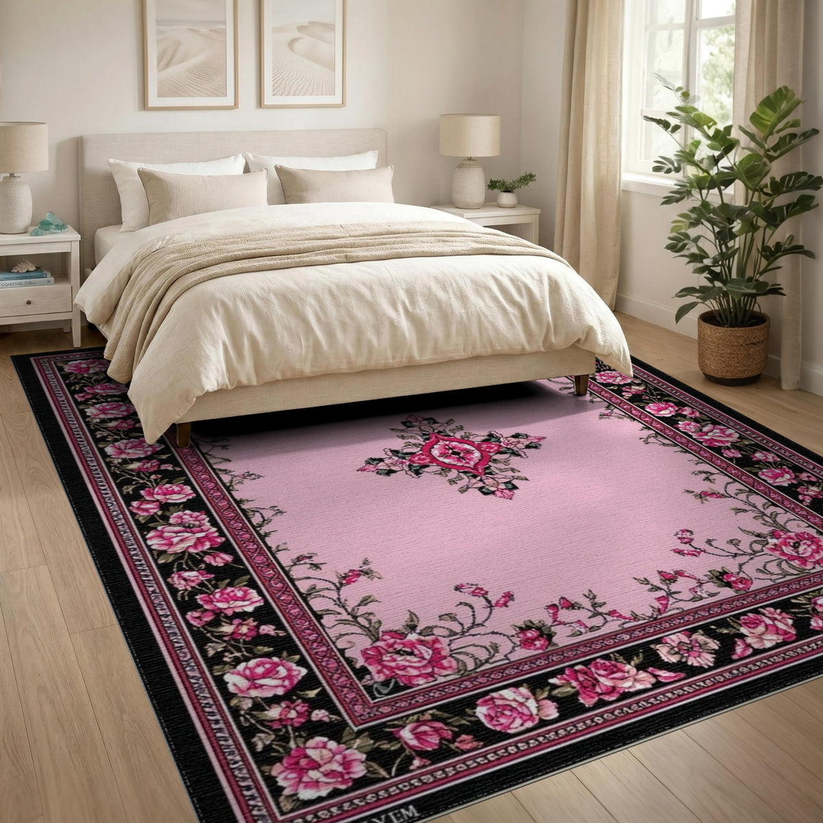 Pink Rose Floral Vintage No. 31 Area Rug