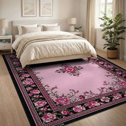 Pink Rose Floral Vintage No. 31 Area Rug
