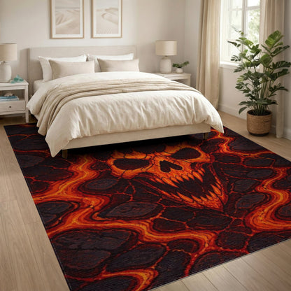 Fiery Skull Lava Area Rug