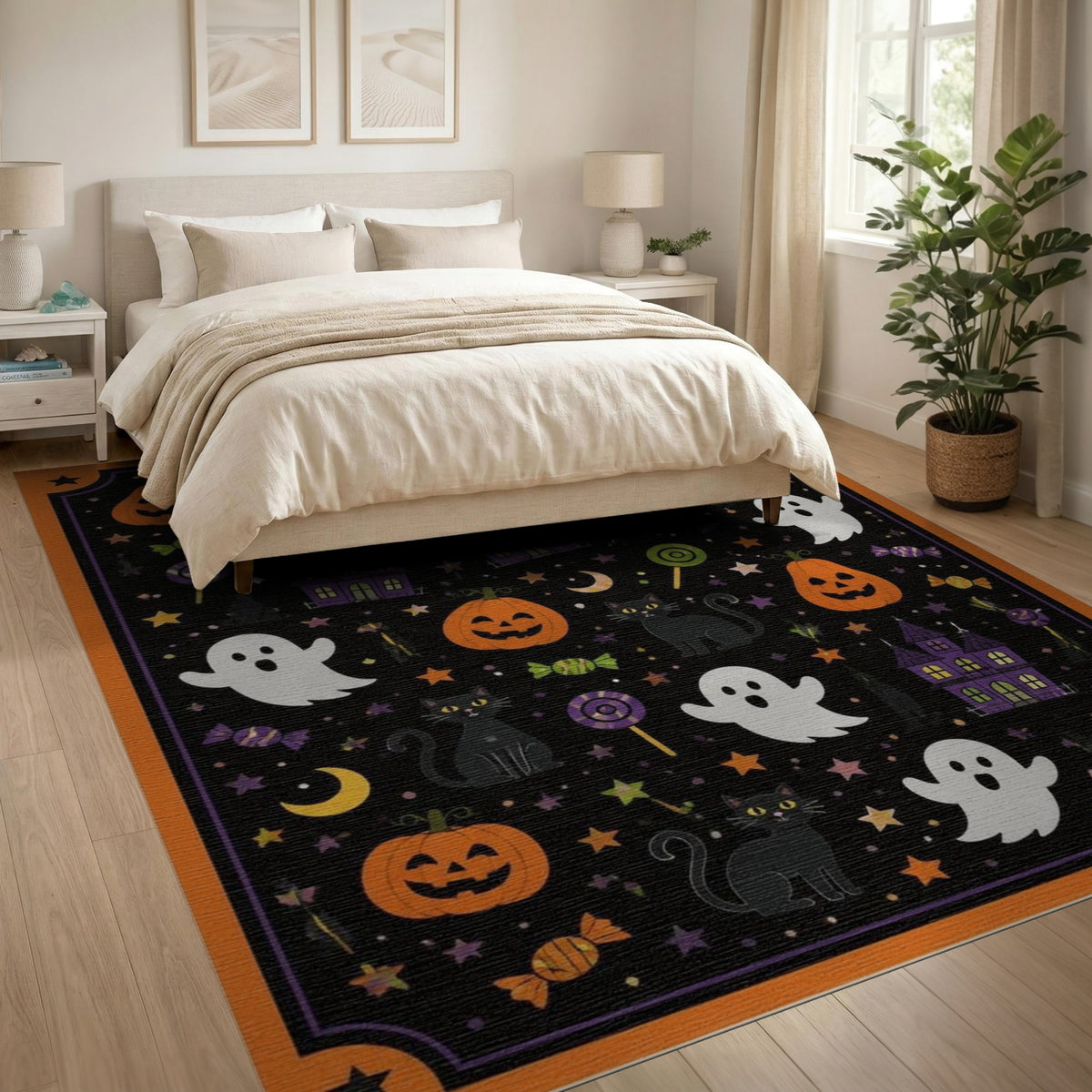 Halloween Ghosts and Pumpkins Kids Area Rug