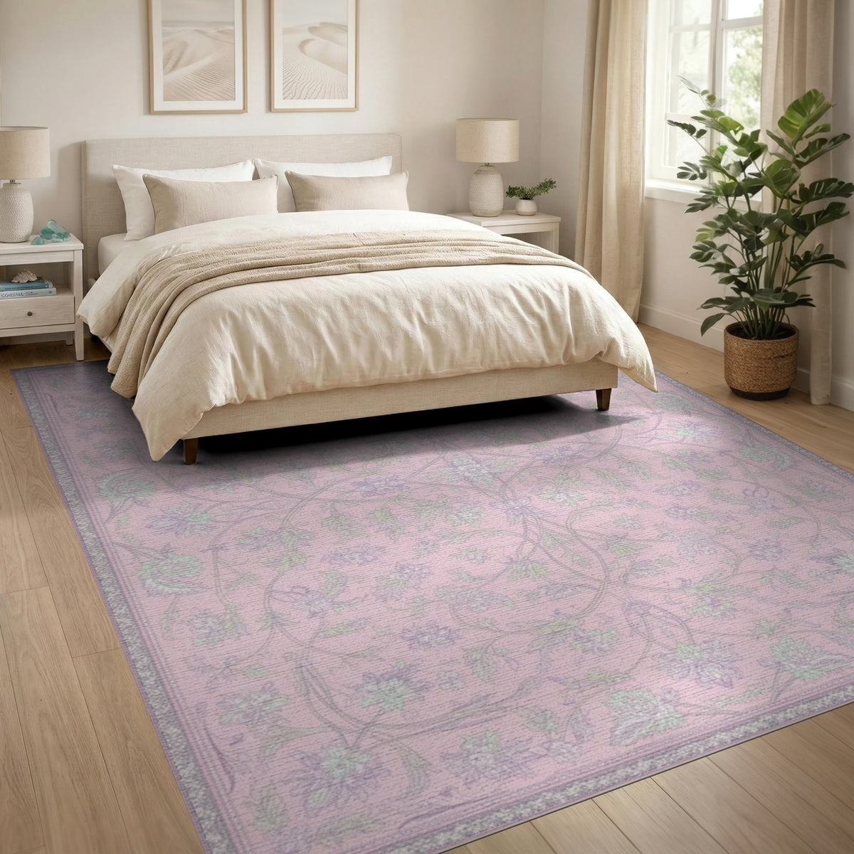 Pink Floral Vintage Area Rug