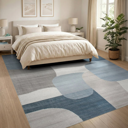 Blue Teal Abstract Circle Area Rug