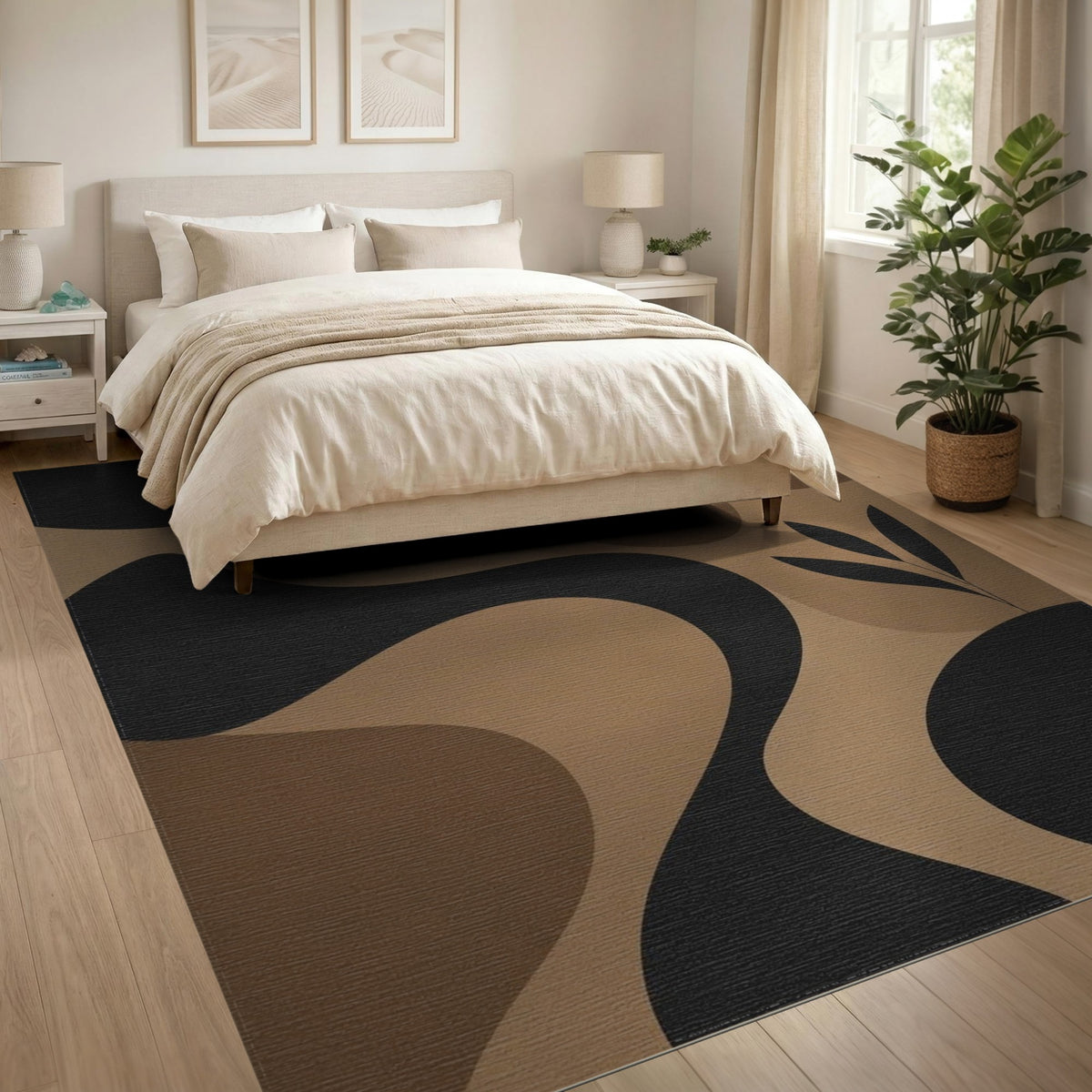 Brown Tan Abstract Organic Area Rug