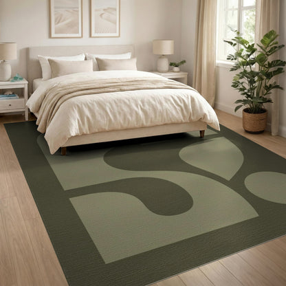 Olive Green Abstract Area Rug
