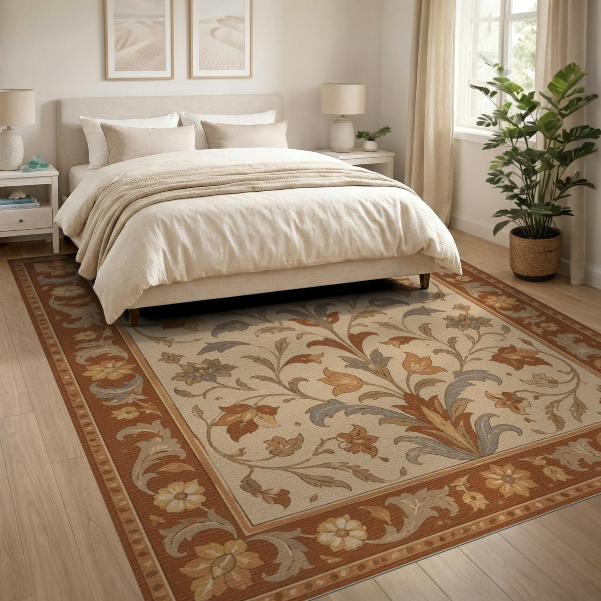 Brown Floral Vintage Area Rug