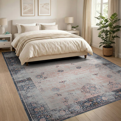 Pink Distressed Vintage Floral No. 7 Area Rug