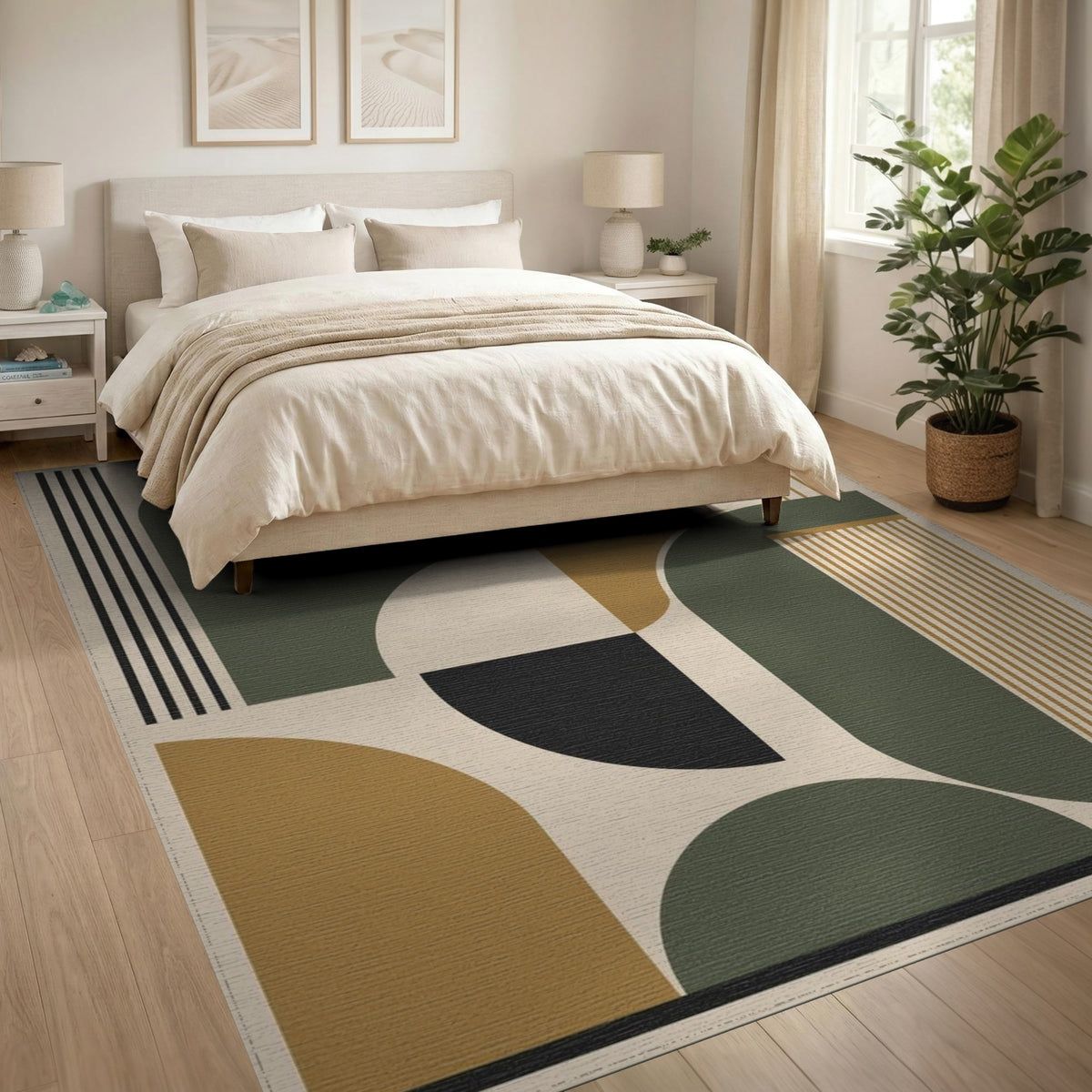 Modern Geometric Arch Beige Area Rug