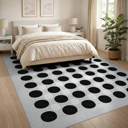 Geometric Modern Circle Black White Geometric Circle Area Rug