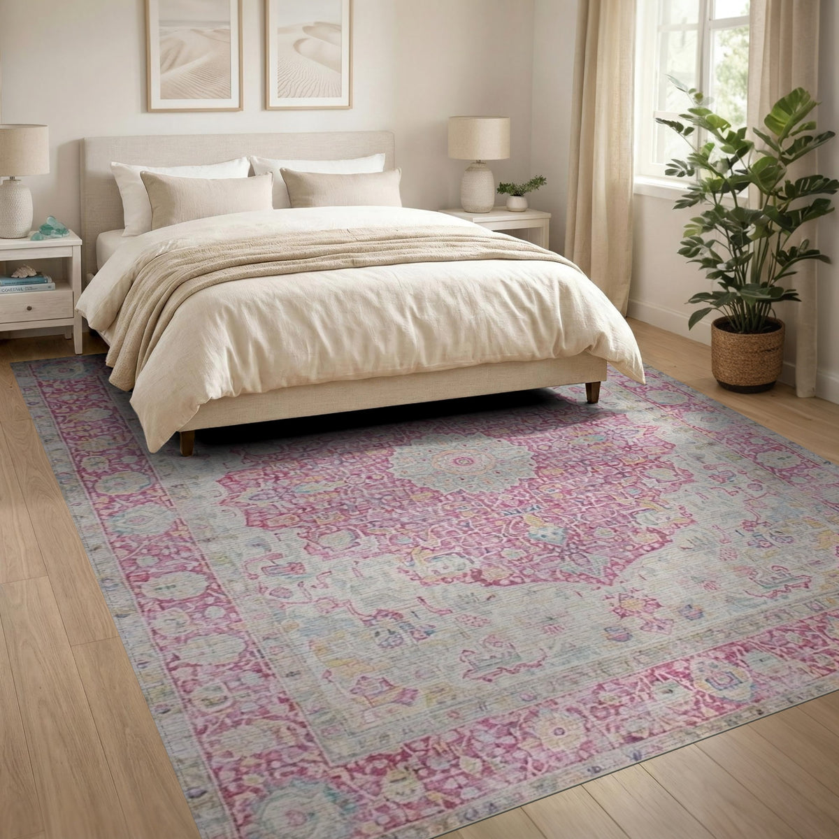 Pink Floral Medallion Vintage No. 3 Area Rug
