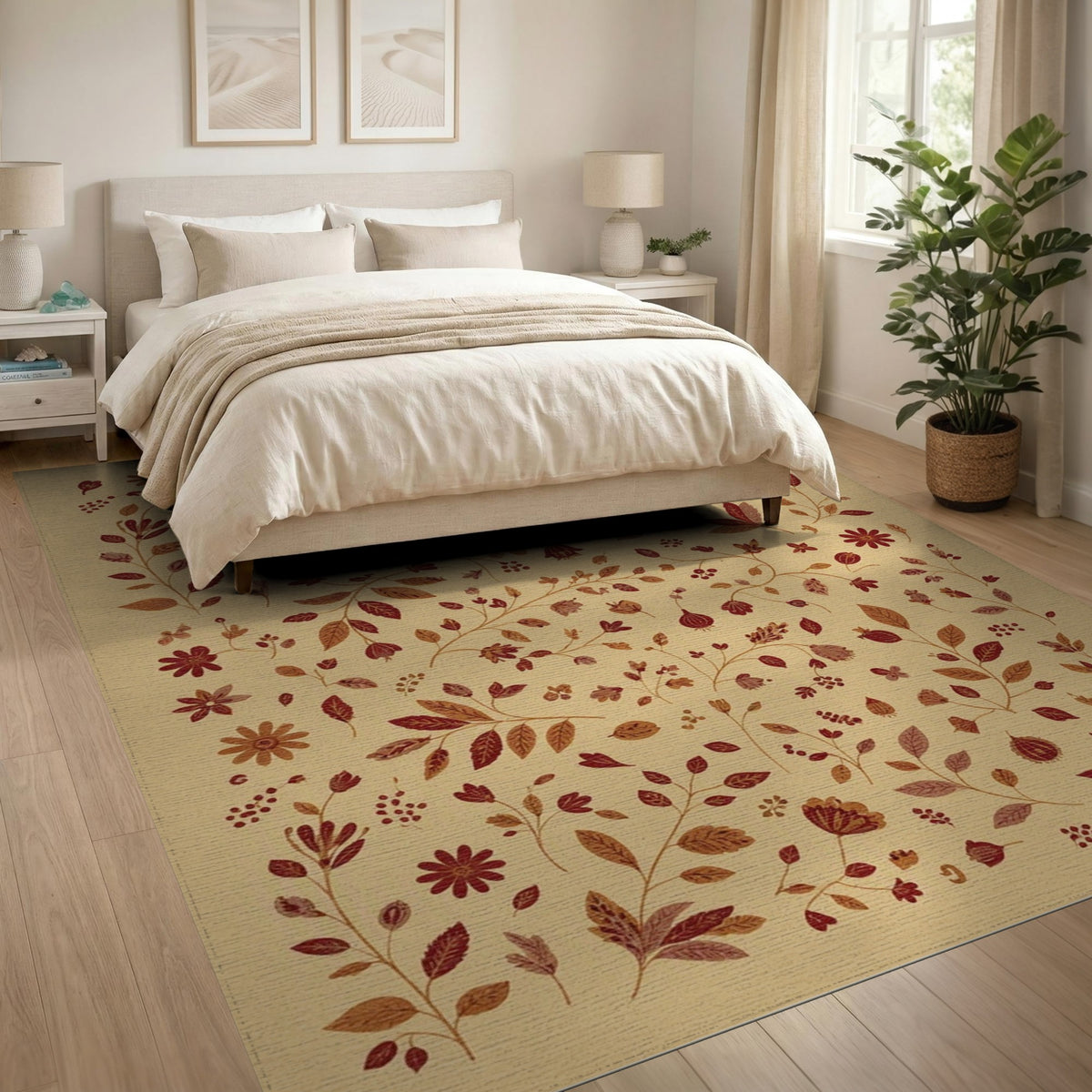 Vintage Floral Beige Area Rug