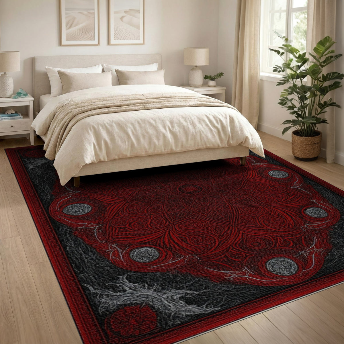 Red Ornate Medallion Persian Traditional Persian Area Rug