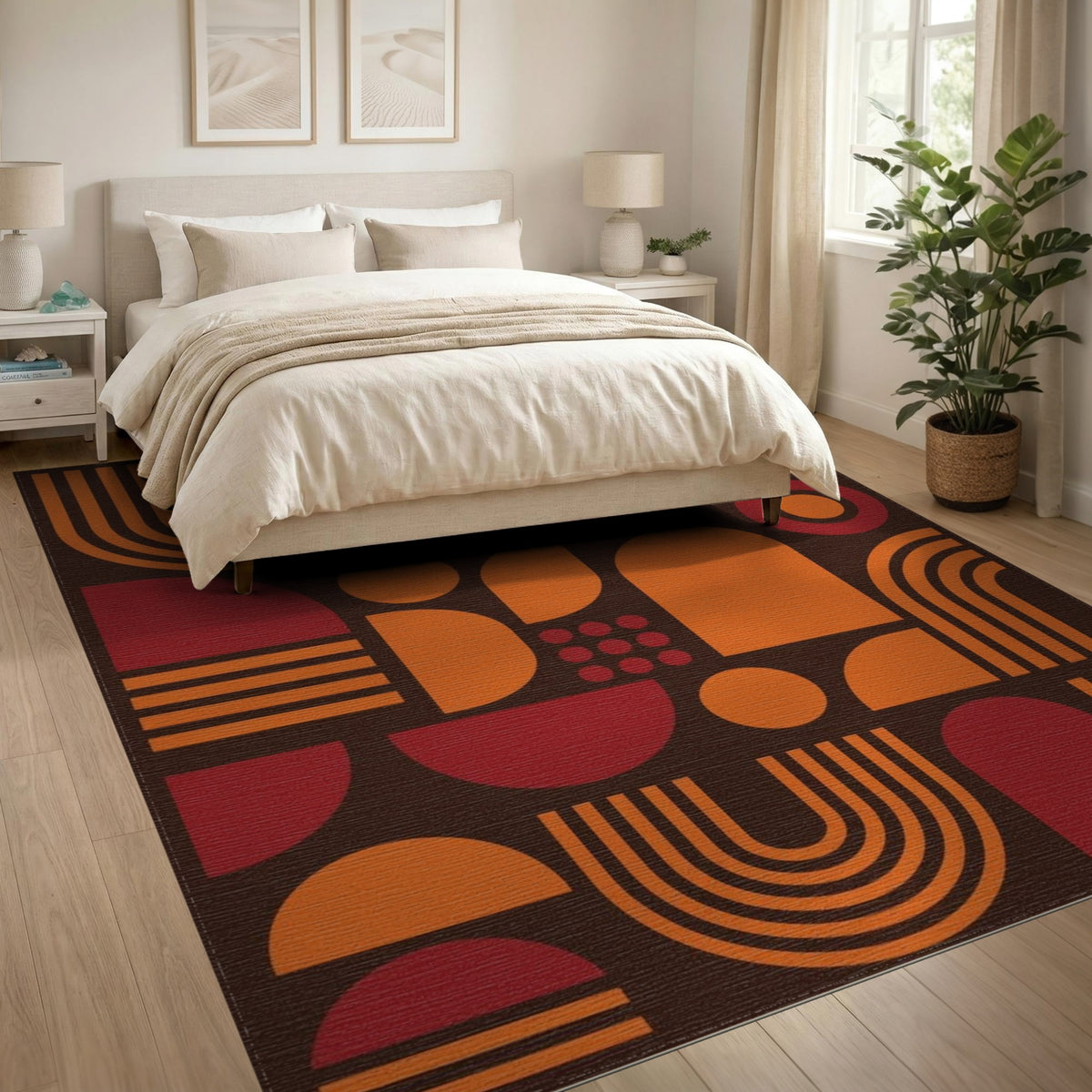 Orange Geometric Modern Area Rug