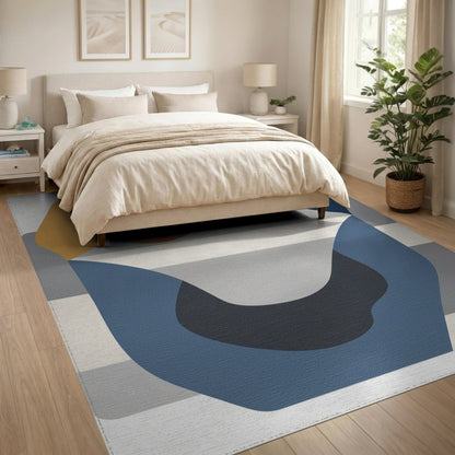 Abstract Multi-Color Blue and Brown Area Rug