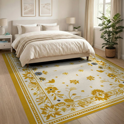 Yellow Floral Vintage No. 12 Area Rug