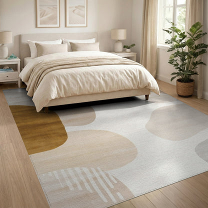 Abstract Beige Brown Organic Area Rug