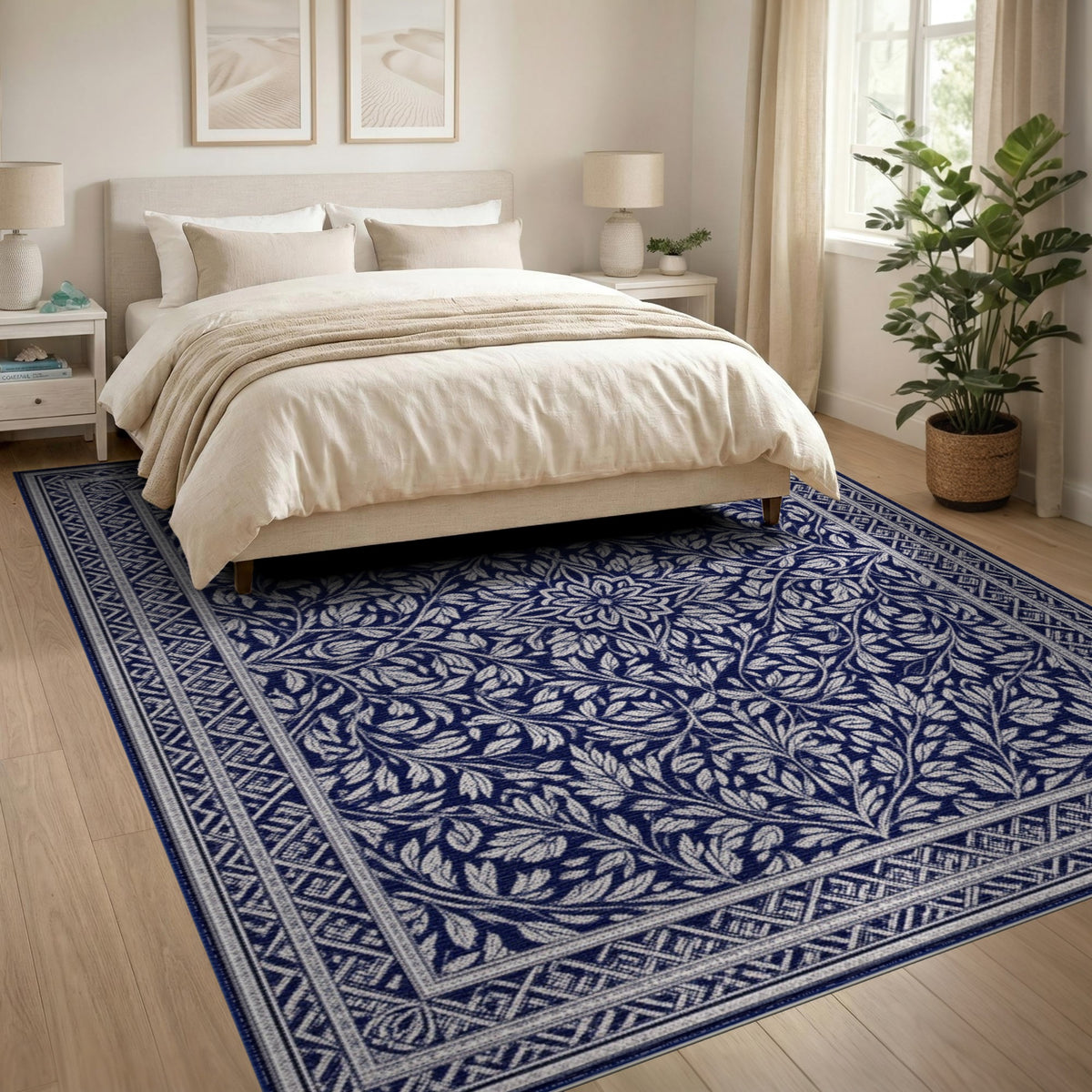 Navy Blue Floral Vintage No. 12 Area Rug