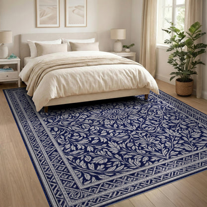 Navy Blue Floral Vintage No. 12 Area Rug