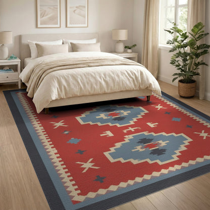 Red Southwestern Geometric Area Rug