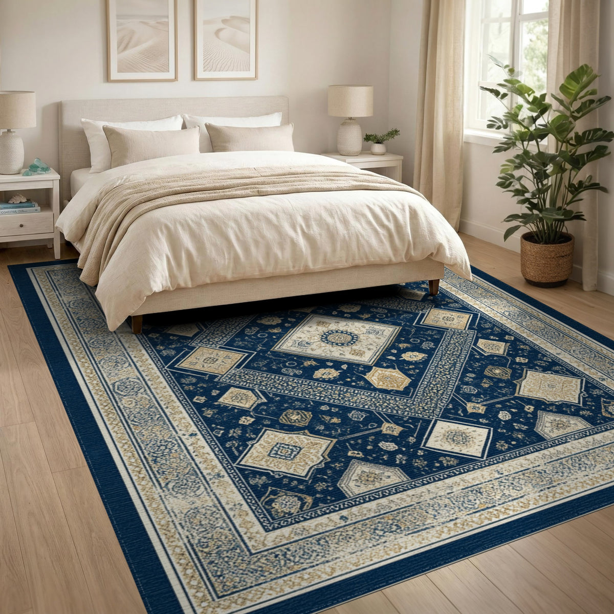 Navy Blue Persian Medallion No. 29 Area Rug
