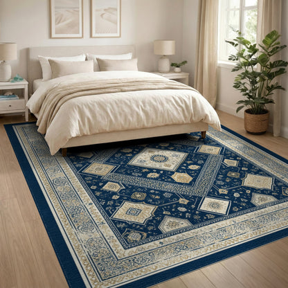Navy Blue Persian Medallion No. 29 Area Rug